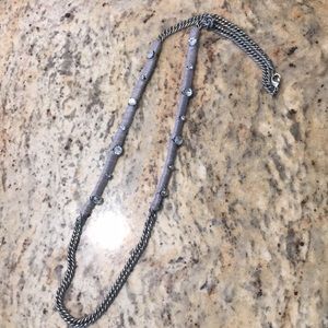 Chain necklace with grey threading and rhinestones
